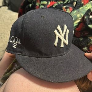 New York Yankees Derek Jeter Retirement On Field cap w/ autograph embroidered